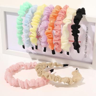 China Style New Arrival Korean Stats Fashion Headbands Hair Bands For Women Wrinkle Lace Organza Headband for sale