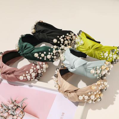 China Hot Selling Luxury Baroque Korean Style Designer Headbands Famous Brands Pearl Headbands Hair Bands for sale