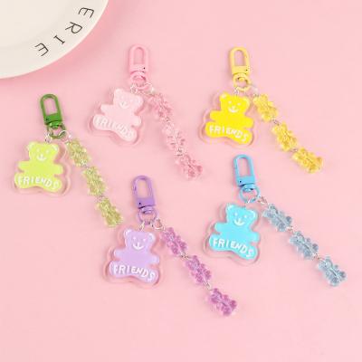 China Fashionable cute creative cartoon bear pendant candy color fun bear chain bag head resting hanging cool decoration for sale