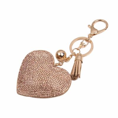 China Natural and Fresh Tassel Key Chain Purse Bag Crystal Heart Keychain Pendant Key Chain Rhinestone for sale