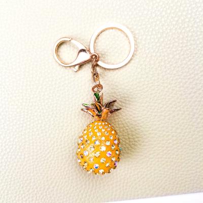 China Selling Women Handbags Natural and Fresh Pineapple Accessories Metal Plastic Resin Rhinestone Key Chain Key Chain for sale