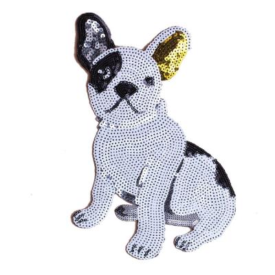 China Sale Handmade Custom Garment Processing Accessories Sequin Patch Cute Cartoon Dog Pattern Embroidery Patch Funny. for sale