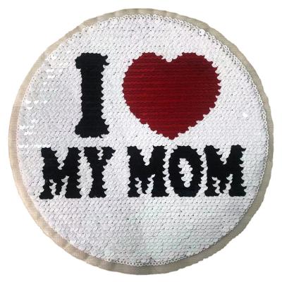 China Handmade Mother's Day Embroidery Patch Iron On Sequin Applique Patch for sale