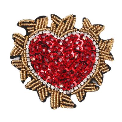 China Handmade Custom Garment Processing Accessories Woman Girl Sequins Applique Applique Rhinestone Beaded Patch. for sale