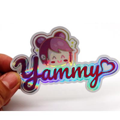 China Waterproof Custom Logo Customized Promotional Adhesive Vinyl Die Cut Holographic Stickers for sale