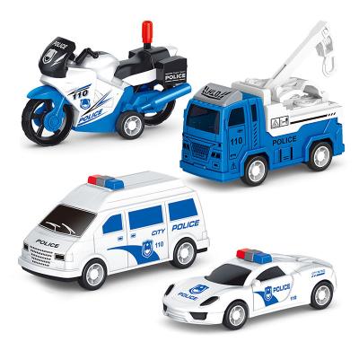 China Interesting Friction Toy Low Price Mini Cartoon Pull Back Police Car Toy Set For Kids for sale