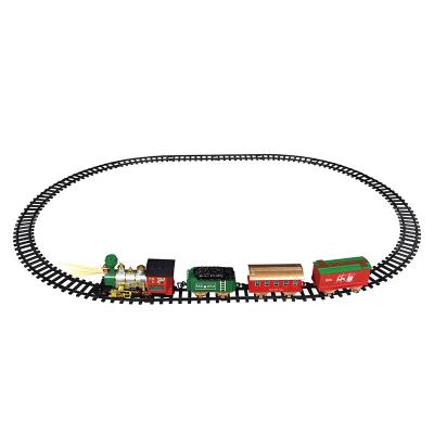 China Slot Toy Carryover 2022 Classic Railroad Track Train Model Toys For Children With Light Music for sale