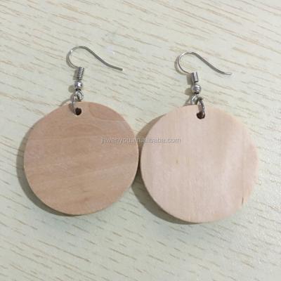 China Gift Monogram White Wood Round Wooden Earring for sale