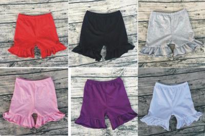 China 2017 model summer breathable hot sale baby panties little kids wear solid candy color ruffle babies shorts kids petti shorts for sale