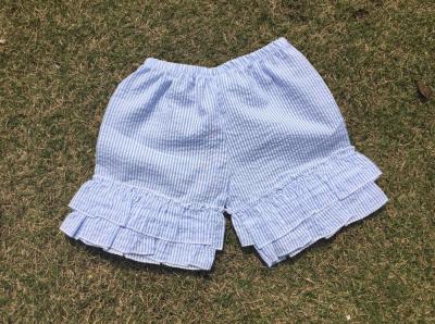 China Cheap Breathable White Toddler Muslin Diaper Cover Baby Girls Birthday Bloomers Kids Seersuker Girls Ruffle Shorts for sale