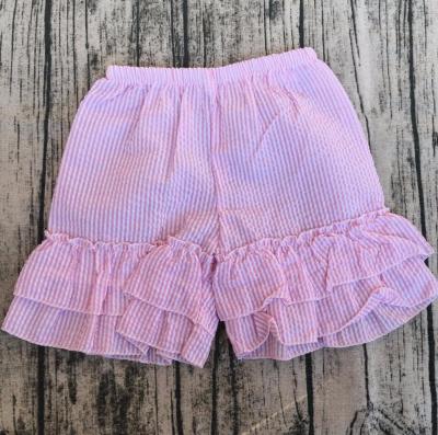 China Fashion breathable grid woven shorts kids new baby cotton seersucker bubble shorts gear underwear boutique seersuker chereked girls bristle short for sale