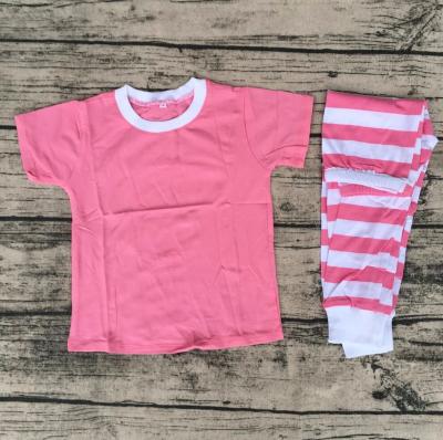 China 2016 Spring Design Breathable Kids Stripes Short Pajamas Sleeve Pink Rabbit Easter Knit Babies Set for sale