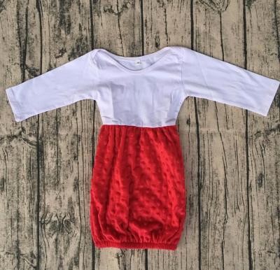 China Viable Newborn Infant Kids Night Dress Princess Gown Dress Beautiful Red Dot Baby Knit Cotton Pajamas for sale