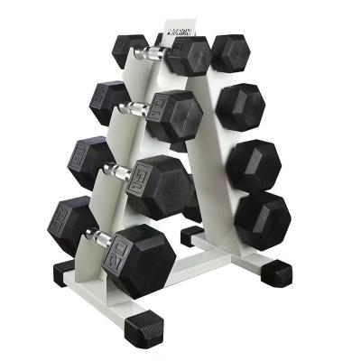 China Commercial Wholesale Power Training Equipment Low Price Gym Use Weight Hex Dumbbells Rubber Coated Steel Dumbbell Sets for sale