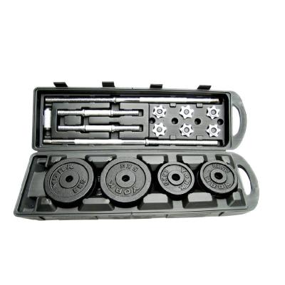 China Universal Cheap Low Cast Iron Universal And 50kg Black Adjustable 15kg Dumbbells Set With Carry Case for sale