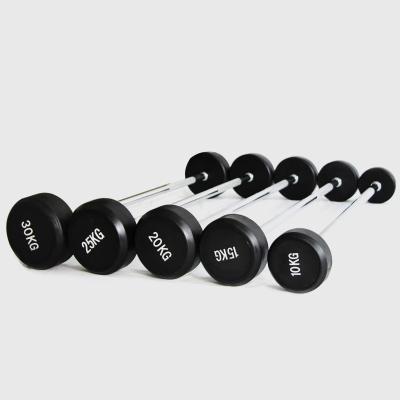 China Universal Wholesale Commercial Strength Training Equipment Black Gym Durable Fixed Rubber Barbell Set for sale