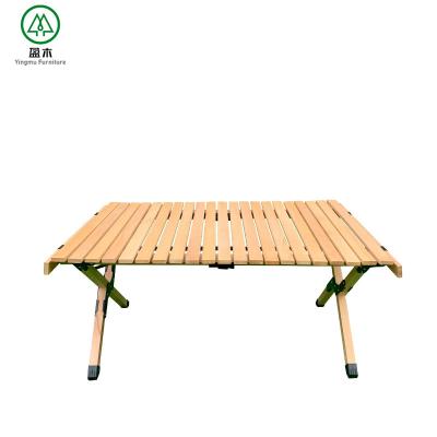 China Simple Folding\Easy Carrying\Lightweight Outdoor Picnic\Eco-friendly Furniture Table Folding Portable Wooden Foldable Roll Table Beech Wood Camping Table for sale