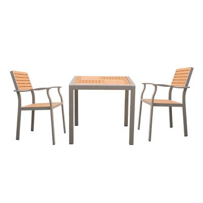 China Outdoor All Weather Used Plastic Wood Aluminum Table And Detachable New Design Chair for sale