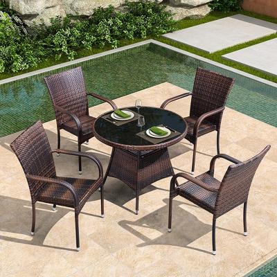 China Eco-friendly\UV Resistant\Water Proof\Weather Resistant Garden Furniture Rattan Dining Set Waterproof UV Resistant Rattan Wicker Furniture for sale