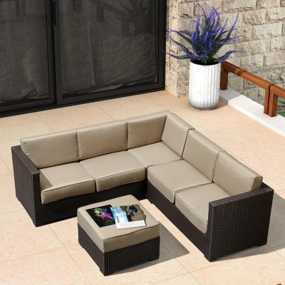 China Eco-Friendly\UV Resistant\Water Proof\Resistant Rattan Sofa Chairs Outdoor Furniture K.D Modular Sofa Sets Rattan Weather Patio Sets Table and Chair for sale