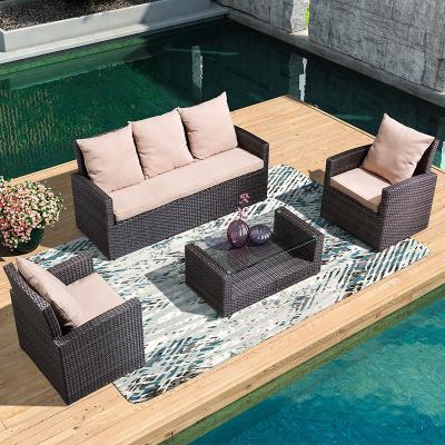 China Ratttan Furniture Set UV Resistant Outdoor Water Proof Rattan Sofa For Coffe Cafe for sale