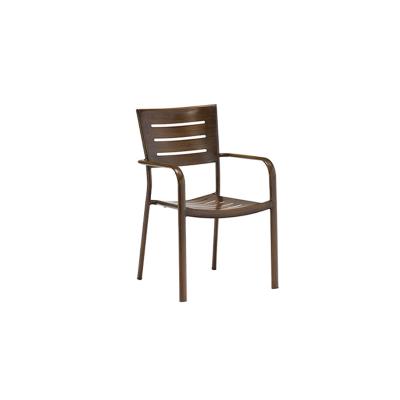 China Cooling Indoor Outdoor Commercial Dining Furniture Chair Aluminum Metal Stacking Lightweight Armchair for sale