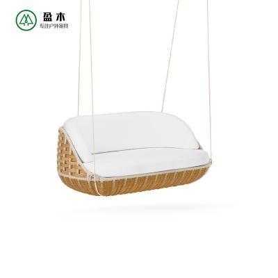 China Super High Quality Comfortable/Eco-friendly/UV-resistant/heavy-duty Double Swing Furniture Rattan Double Seat Cotton Doll Outdoor Swing Chair for sale