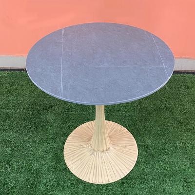 China Modern Aluminum Marble Coffee Round Table Hi-Tea Table For Indoor And Outdoor for sale