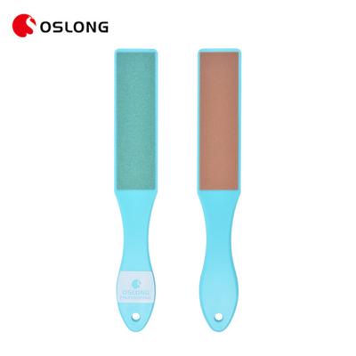 China Durable Factory Handle OEM Logo Double Sided Green Plastic Pedicure Foot File With Replaceable Sandpaper for sale