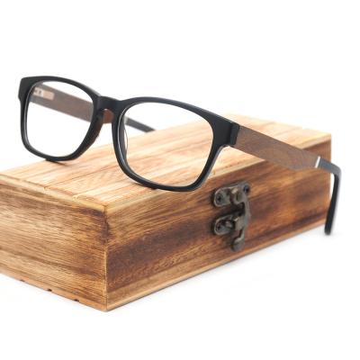 China Durable Customized Design Acetate Frame Handmade Wooden Arm Prescription Optical Glasses for sale