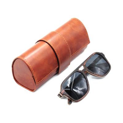 China Hot Selling PU Fashionable Cylindrical Glasses Cases Eyewear Packing PU Case for sale