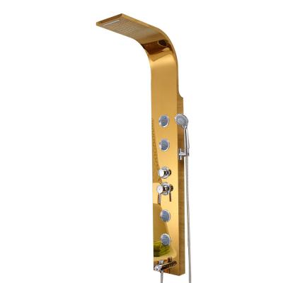 China Without Slide Bar Foshan Suppliers Gold Mirror 304 SS Shower Panel for sale