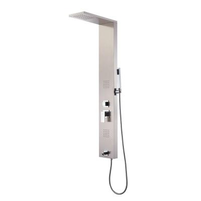 China Without Sliding Bar Factory High Level Bathroom Shower Set Wall Mount Style Silver Brushed Color 304SS Shower Panel for sale