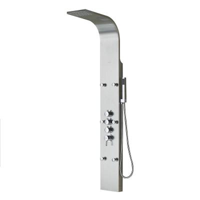 China Without Slide Bar 304 Stainless Steel Massage Sap Jets Wall Mount Shower Column Rainfall Bathroom Brush Shower Panel for sale