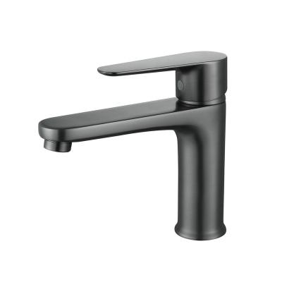 China Bathroom Basin Faucet Gunmetal Basin Faucet Single Handle Metered Durable Mixer Taps for sale