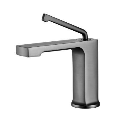 China Metered 2022 Faucets Gunmetal Color Finishing Small Basin Faucet Full Brass Washroom Under Counter Sink Faucet for sale