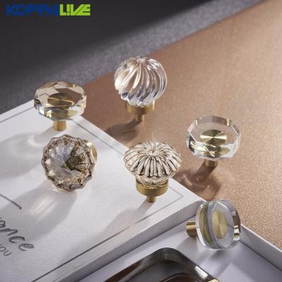 China Contemporary/Modern/Minimalist Furniture Brass Knobs Pulls Hardware Wardrobe Closet Cabinet Dresser Drawer Crystal Knob for sale