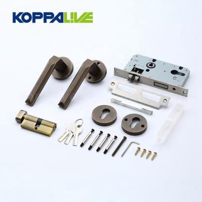 China Brand Modern Brass Home Bedroom KOPPALIVE Security Mortise Entry Door Lock and Lever Living Door Handle for sale