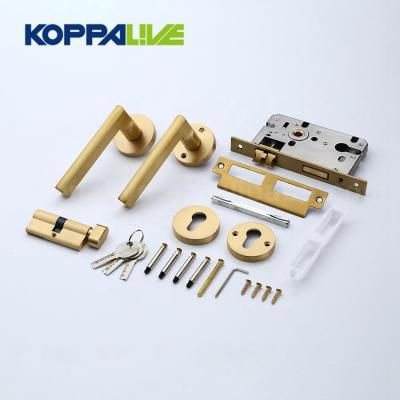 China Modern Hot Sale KOPPALIVE Round Lever Home Furniture Hardware Brass Door Handle With Mortise Lock Cylinder for sale