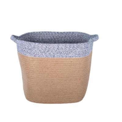 China Sustainable Cotton Rope Knitting Large Dirty Clothes Laundry Hamper With Handle Storage Organizer For Kids Toys for sale