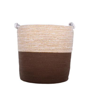 China Sustainable Cotton Rope Woven Cotton Storage Basket Baby Diaper Basket Organizer Cotton Rope Basket for sale