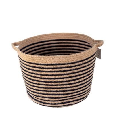 China Viable Manufacturers Customized Design Oversized Brown White Rice Cotton High Quality Rope Woven Storage Basket for sale