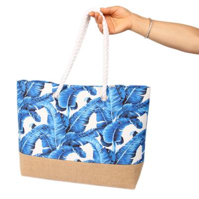 China Lady handbags woman tote bag summer bags fashion bags women handbags ladies beach tote jute and canvas mix for sale