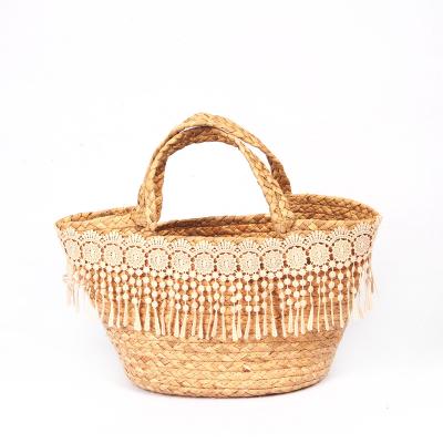 China Other Water Hyacinth Bag Summer Handwoven Sea Straw Rattan Tote Clutch Bags Women Straw Top-handle Handbag Beach Bags for sale