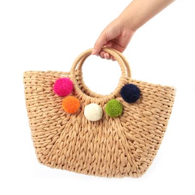 China Other popular bag with elegant soft shoulder straw bag beach bag shoulder belt for girl women beach outdoor travel for sale