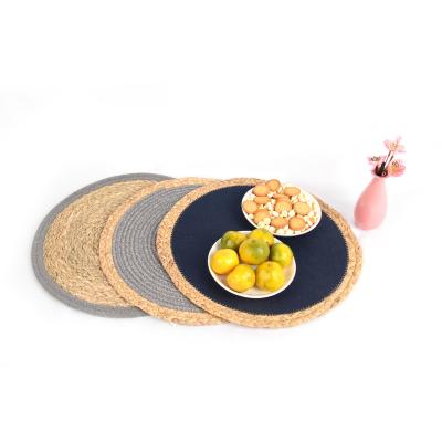 China Viable Cheap Price Eco-friendly Handmade Natural Round Place Mats Water Grass Cotton Rope Place Mat Wholesale for sale