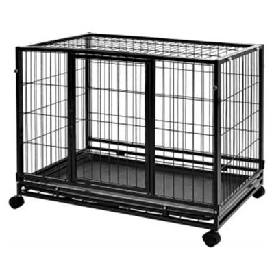 China Durable Black Metal Breathable Large Large Dog Crate Outdoor Folding Dog Crate for sale