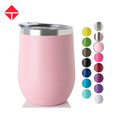 China Viable Stainless Steel Tumbler 12oz Egg Shape Wine Beer Tumbler Cups Printed Double Wall Water Bottle Drinks Mug for sale