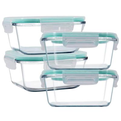 China Microwavable Glass Food Storage Containers with Lids Airtight Glass Bento Boxes, BPA Free and Leak Proof for sale