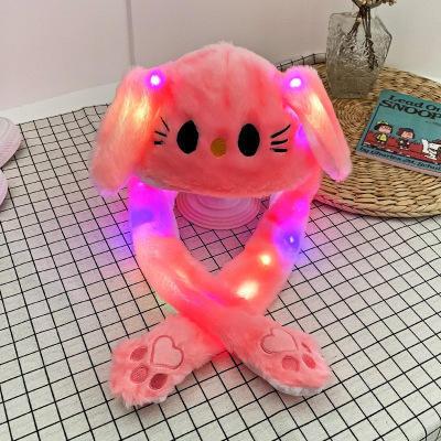 China Kids Toy Gift Led Lights Plush Animal Hat Party Long Ear Rabbit Unicorn Moving Ear Hat for sale